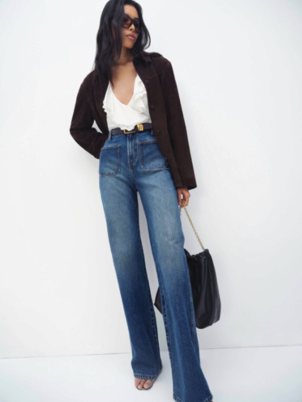 NWT 27L - Reformation Alyssa LONG Stretch High Rise Wide Leg Long Jeans